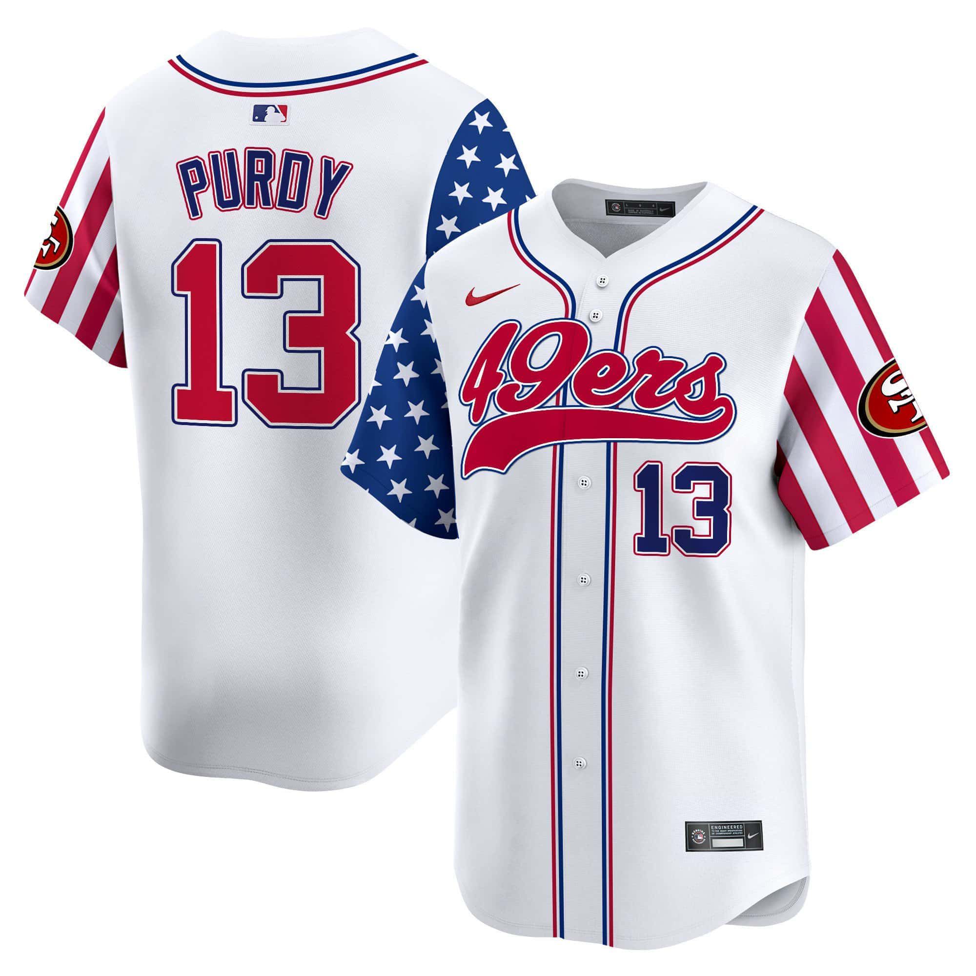 Men San Francisco 49ers 13 Purdy White Nike 2024 Independence Day Vapor Premier Limited NFL Jersey